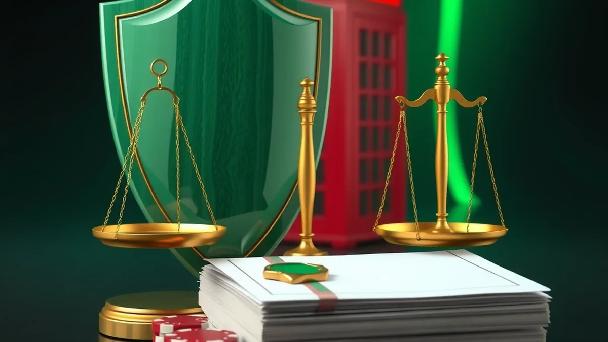 Shield, golden scales and sealed documents showing whether Seven casino is legit